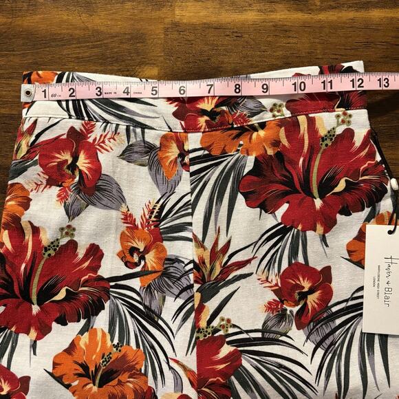 Haver + Blair Women’s XS Pants Wide Leg Crop Pull On Linen High Rise Tropical - Picture 8 of 12